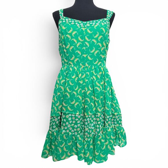 LC Lauren Conrad Dresses & Skirts - Lauren Conrad Mini Dress Women's 10 Green Floral Preppy Sundress Fairy Cottage
